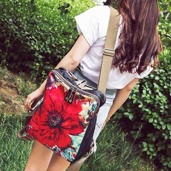 National Flower Handbags Multifunction Shoulder Bags Backpack