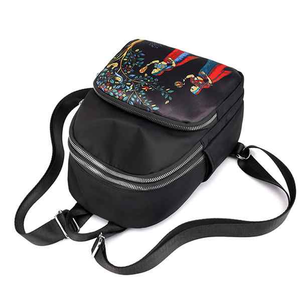 Women Print National Backpack Travel Multi-pocket Shoulder Bag