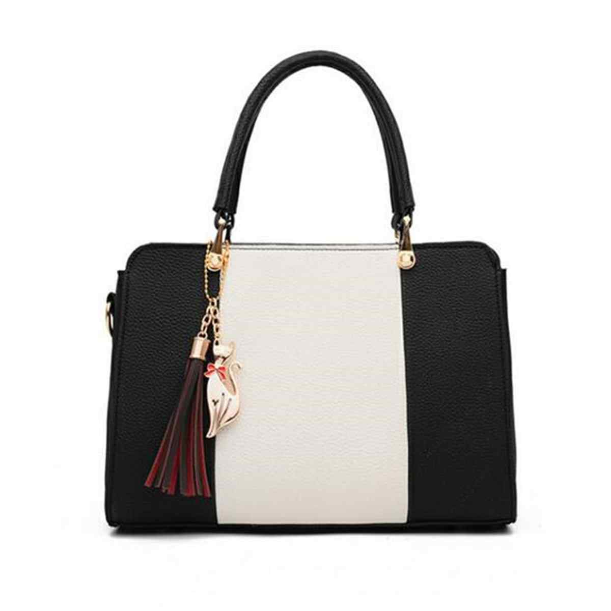 Women Faux Leather Stitching Color Handbag Crossbody Bag