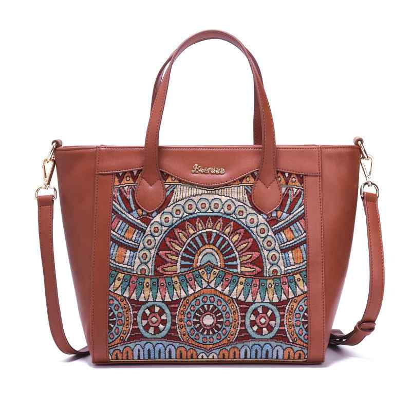 Embroidery Tote Handbags Vintage Flowers Shoulder Crossbody Bags