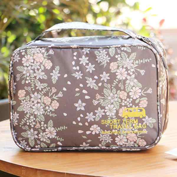 Women Nylon Floral Toiletry Bag Travel Must-have Storage Bag