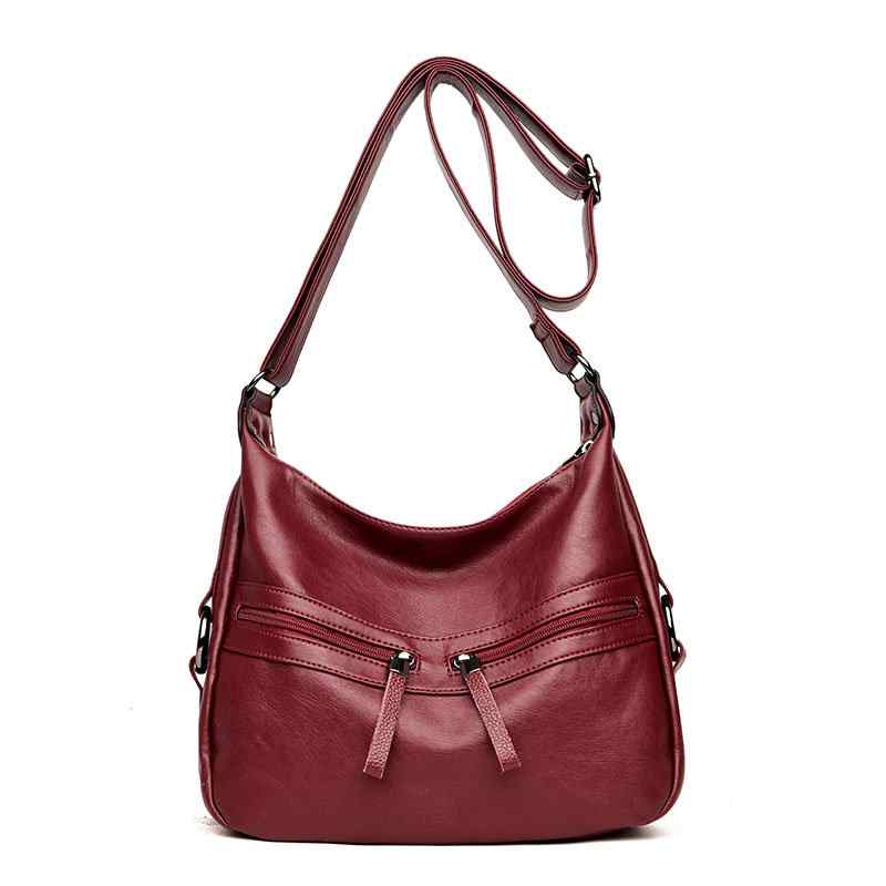 Women Soft Leather Solid Leisure Crossbody Bag Casual Shoulder Bag