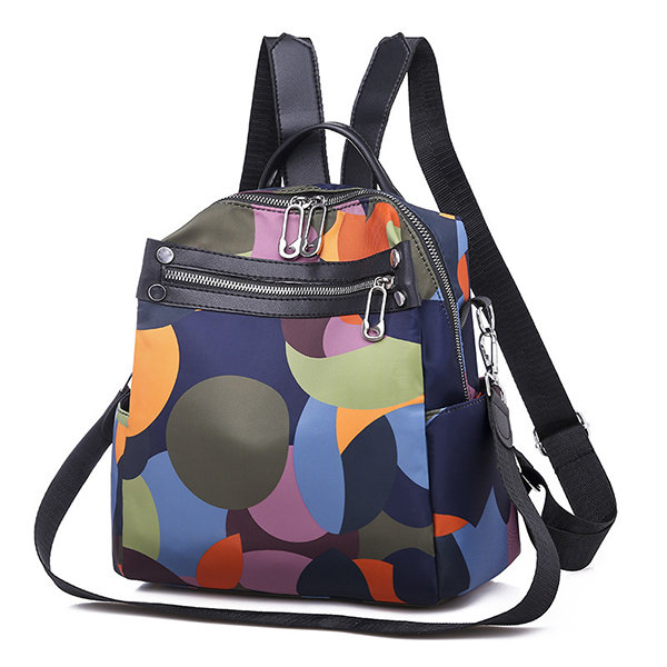 Women Waterproof Backpack Colorblock Shoulder Bag