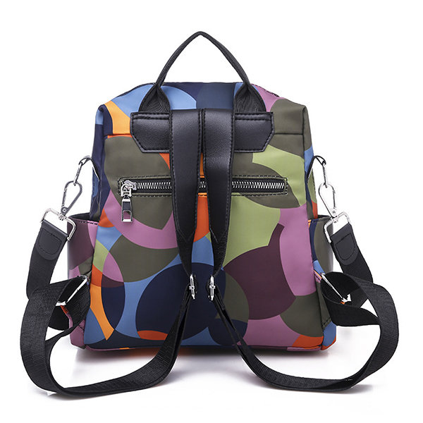 Women Waterproof Backpack Colorblock Shoulder Bag