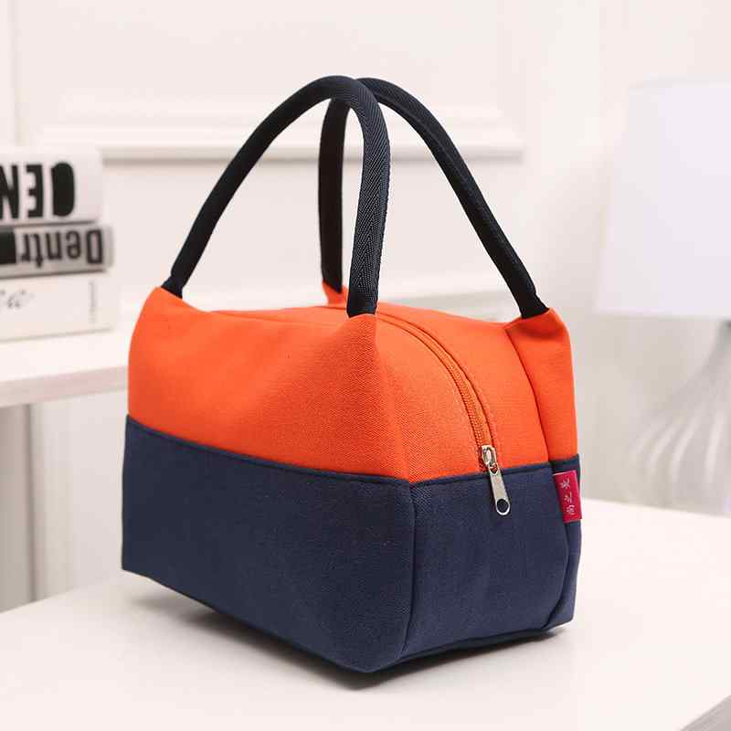 Canvas Casual Portable Lunch Bags Contrast Color Storage Bag