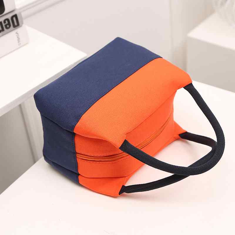 Canvas Casual Portable Lunch Bags Contrast Color Storage Bag